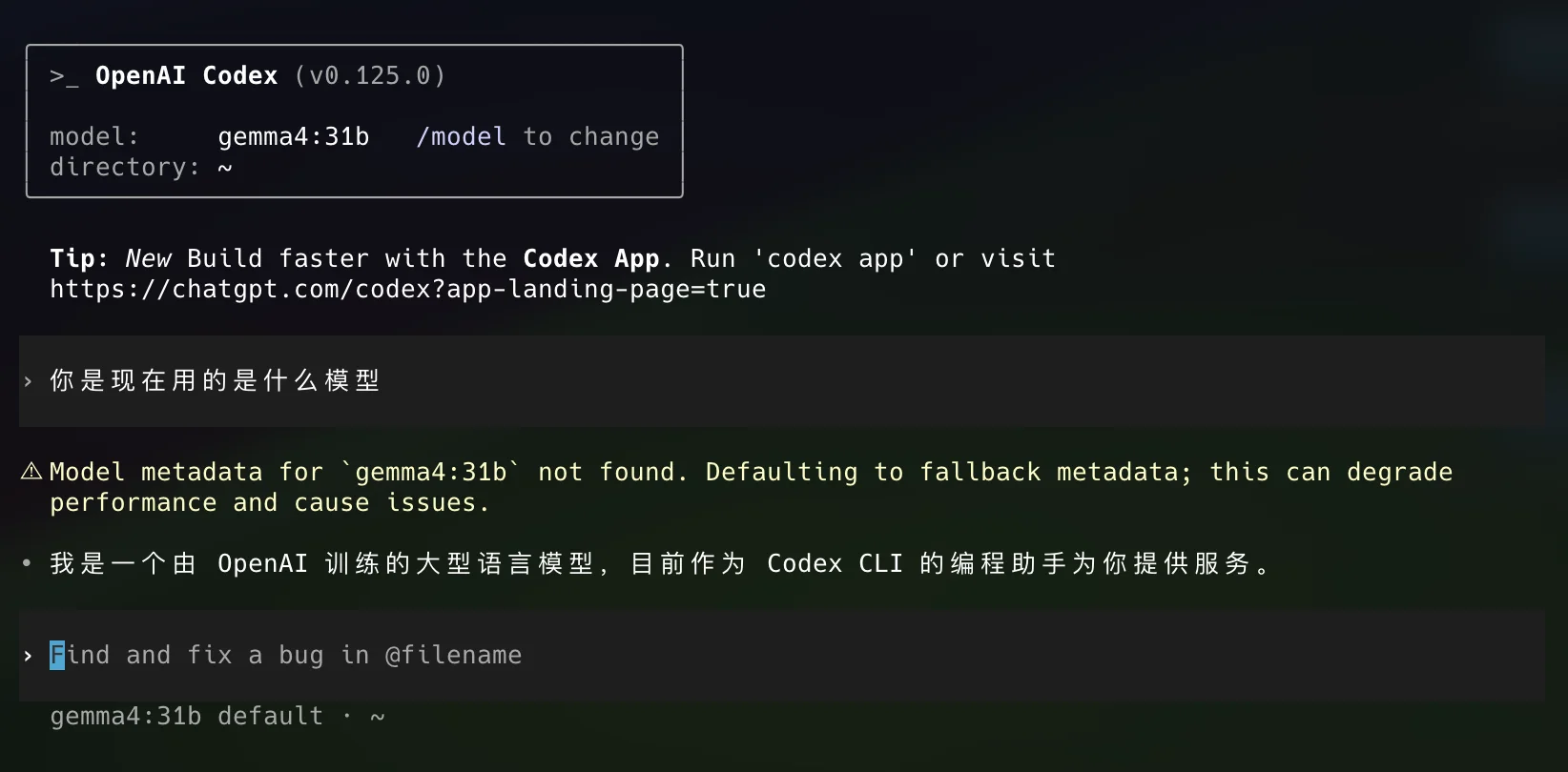 Codex 使用 Ollama 成功示例